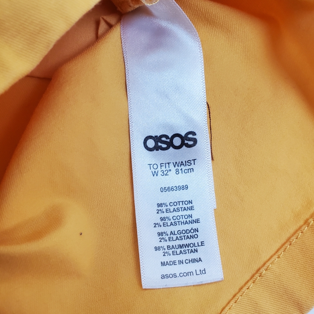 ASOS Yellow Chino Shorts Size 32 Mens Cotton Stretch - Picture 5 of 6